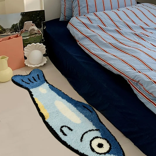Aesthetic Chubby Fish Floor Rug | Quirky Non-Slip Bedside Mat for Home Decor
