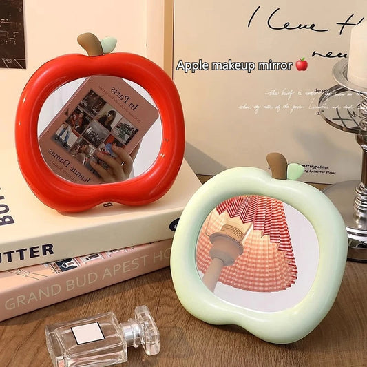 Aesthetic Apple Desk Mirror | Cute Apple Shaped Vibe Makeup Mirror for Vanity